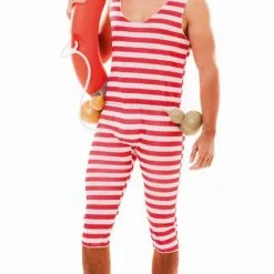 Don Disfraz Disfraz De Bañista Rayas Rojas Hombre